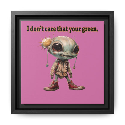 I don't care that your green - framed canvas art (light pink)