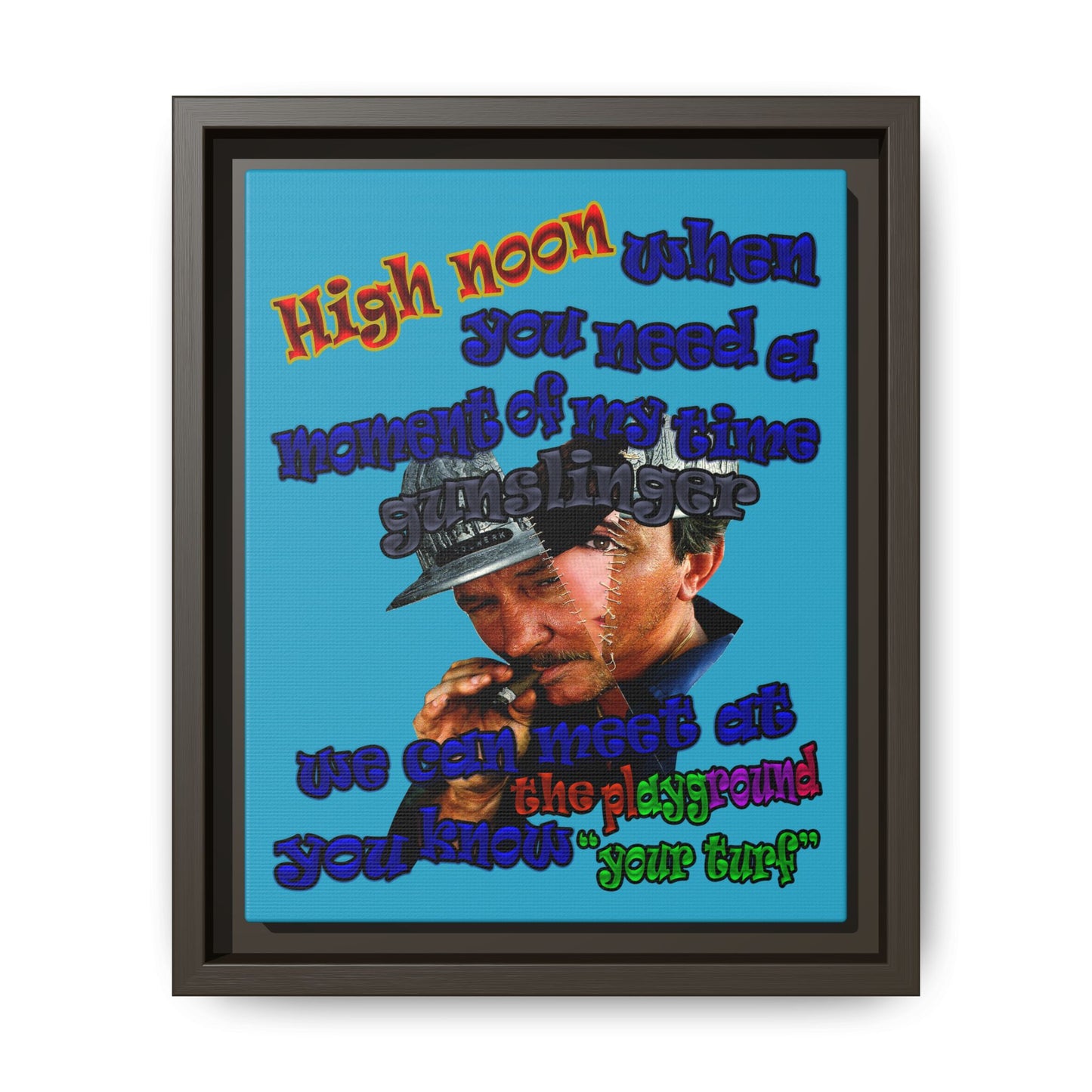 high noon - framed canvas art (turquoise)