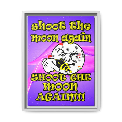 shoot the moon again - framed canvas art (purple-pink wave)