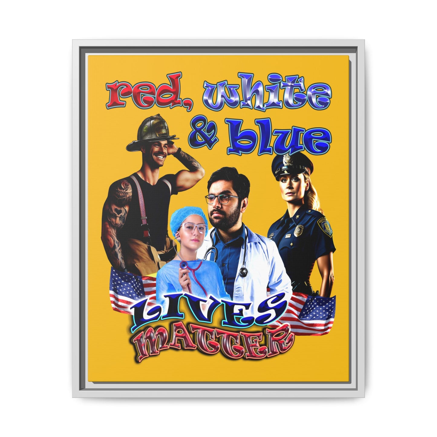 rw&b lives matter - framed canvas art (yellow)