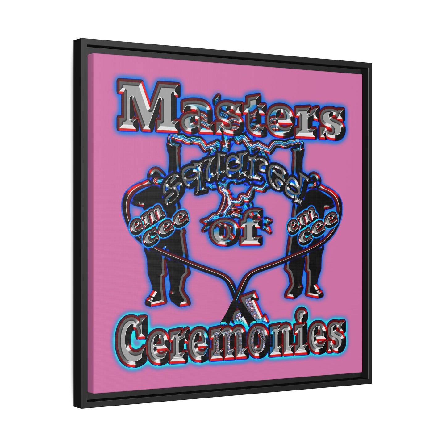 em cee squared - framed canvas art (light pink)