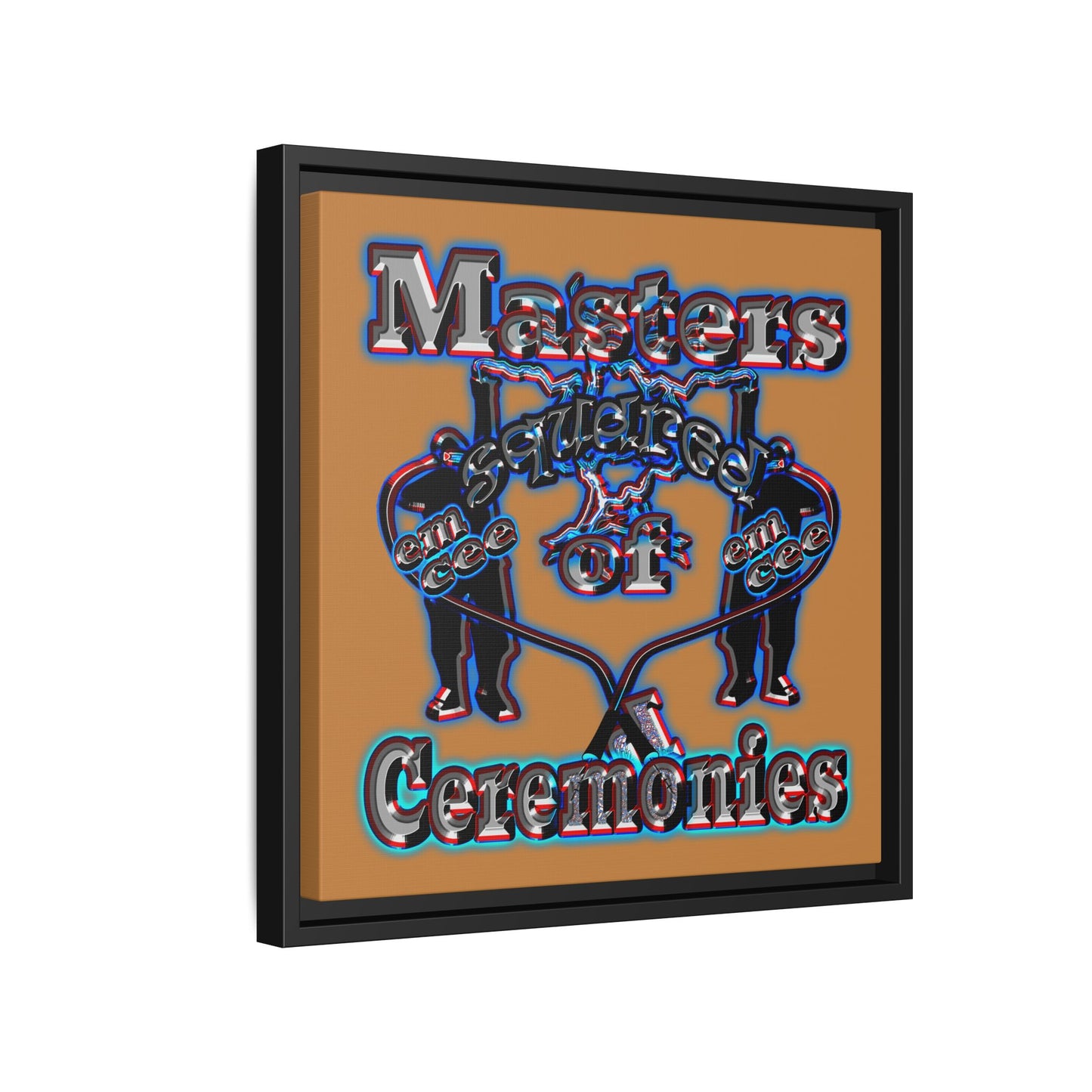 em cee squared - framed canvas art (light brown)