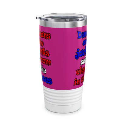 donkeys and elephants - Ringneck Tumbler, 20oz (pink)