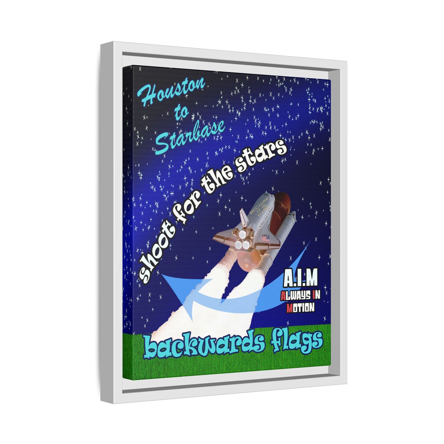 shoot for the stars - framed canvas art ('snoops' background)