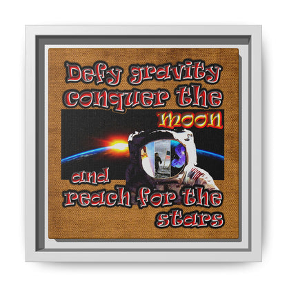defy conquer reach - framed canvas art (brown papyrus)