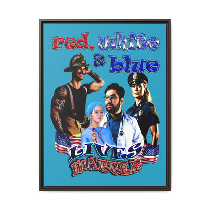rw&b lives matter - framed canvas art (turquoise)