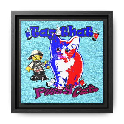 tag that - framed canvas art (faded blue)