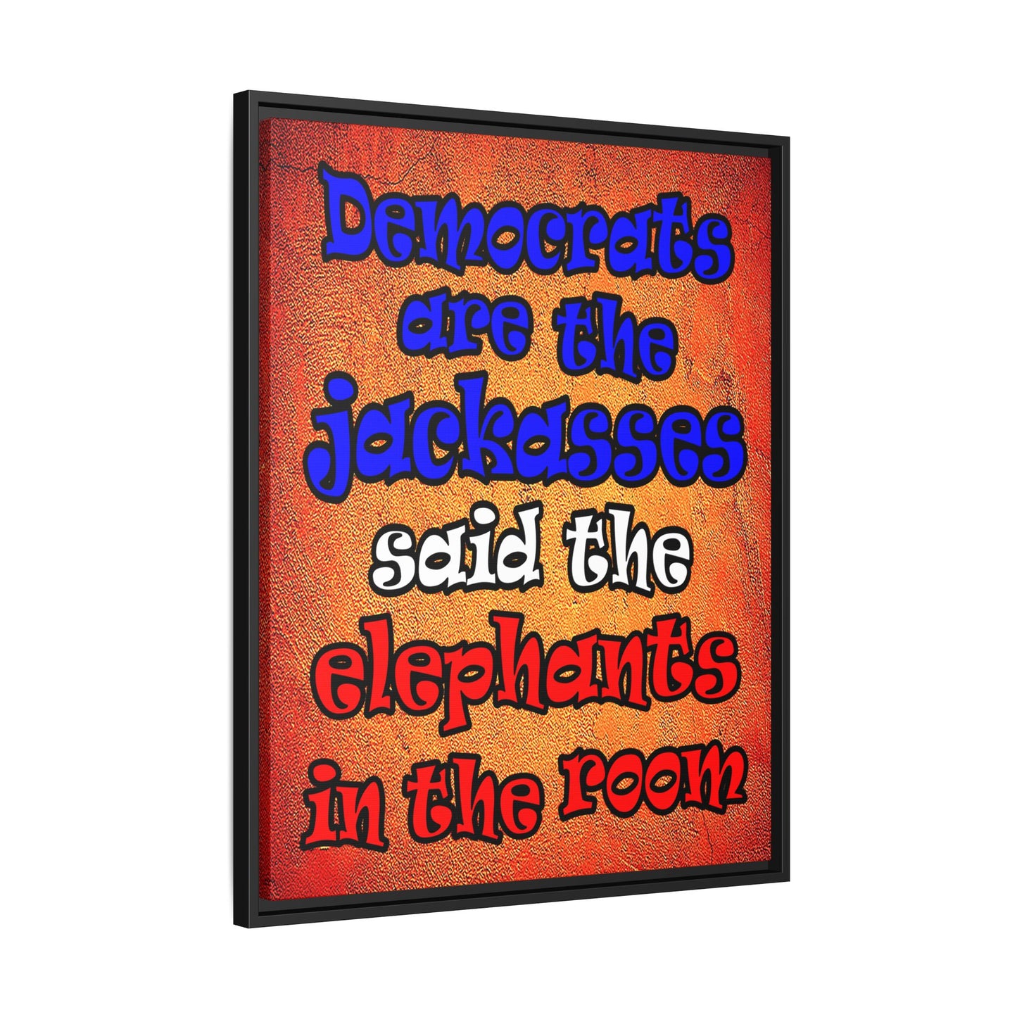 donkeys and elephants - framed canvas art (burnt orange)