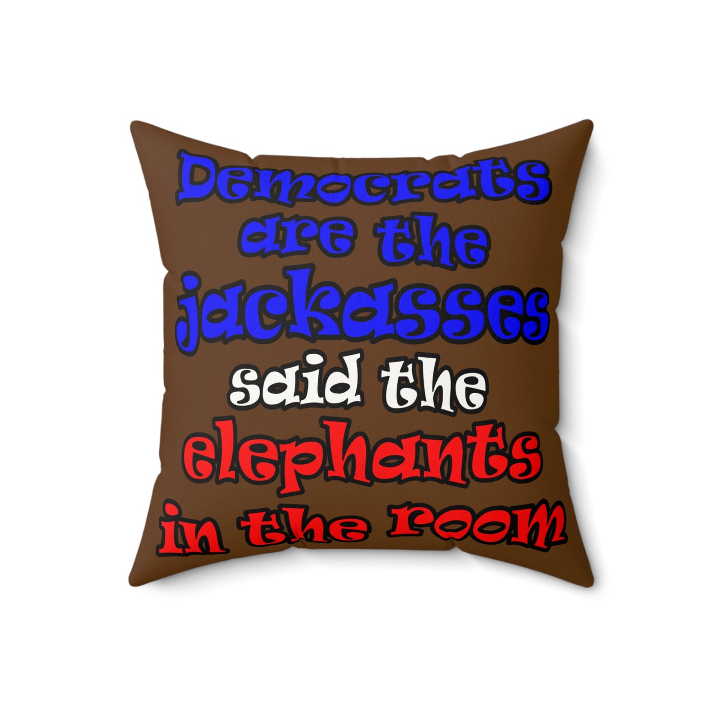 donkeys and elephants - Faux Suede Square Pillow - (brown)
