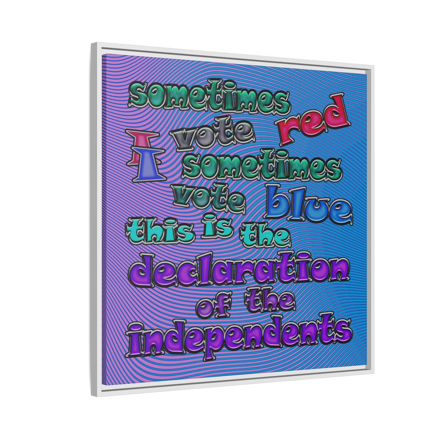declaration of the independents - framed canvas art (light blue-purple wave)