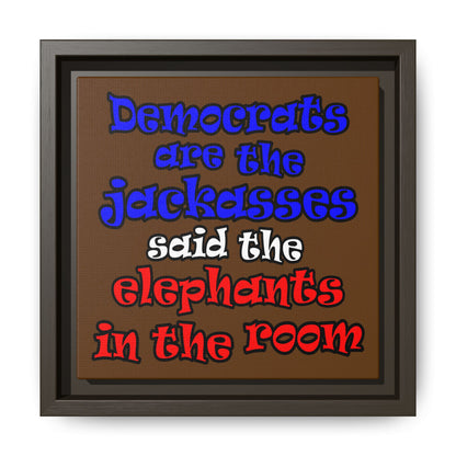 donkeys and elephants - framed canvas art (brown)