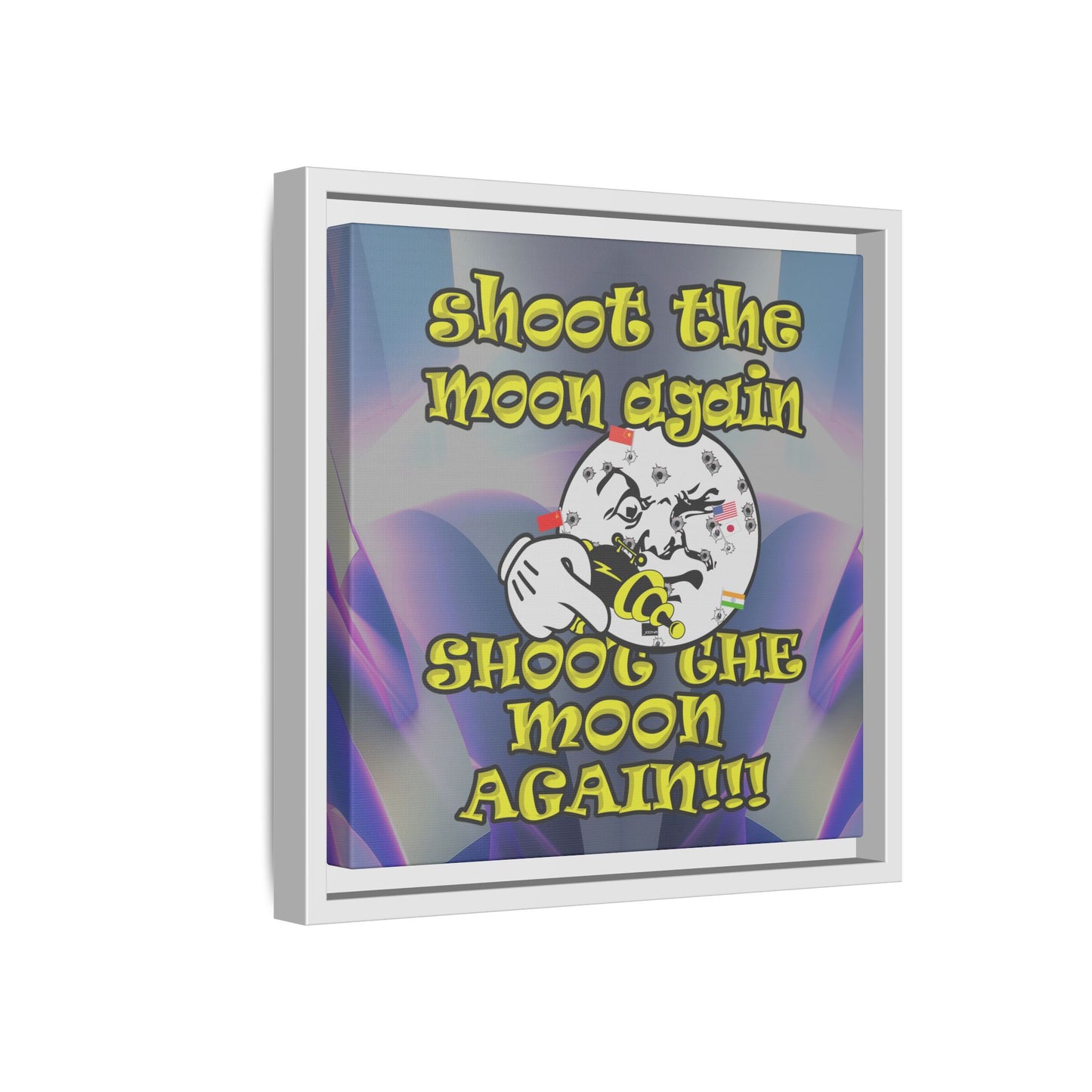 shoot the moon again - framed canvas art (grey-pink wave)