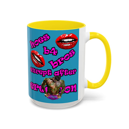 hoes b4 bros - Accent Mug (turquoise)