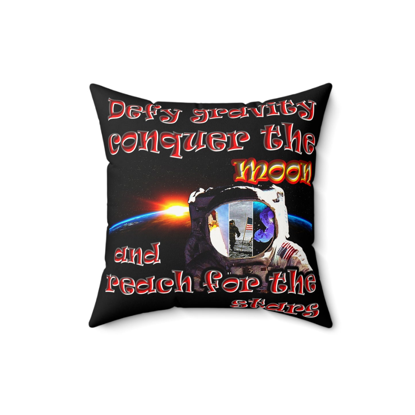 defy conquer reach - Faux Suede Square Pillow - (black)