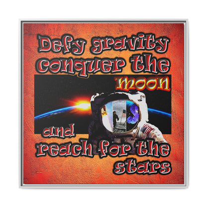 defy conquer reach - framed canvas art (burnt orange)