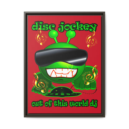 disc jockey - framed canvas art (dark red)