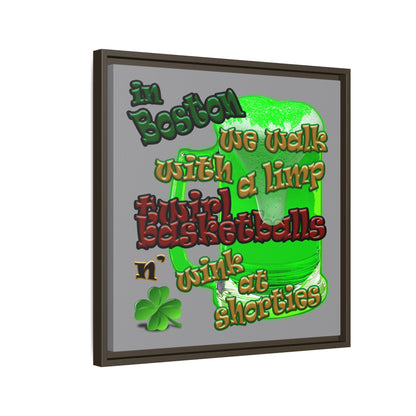 celtics logo - framed canvas art (grey)