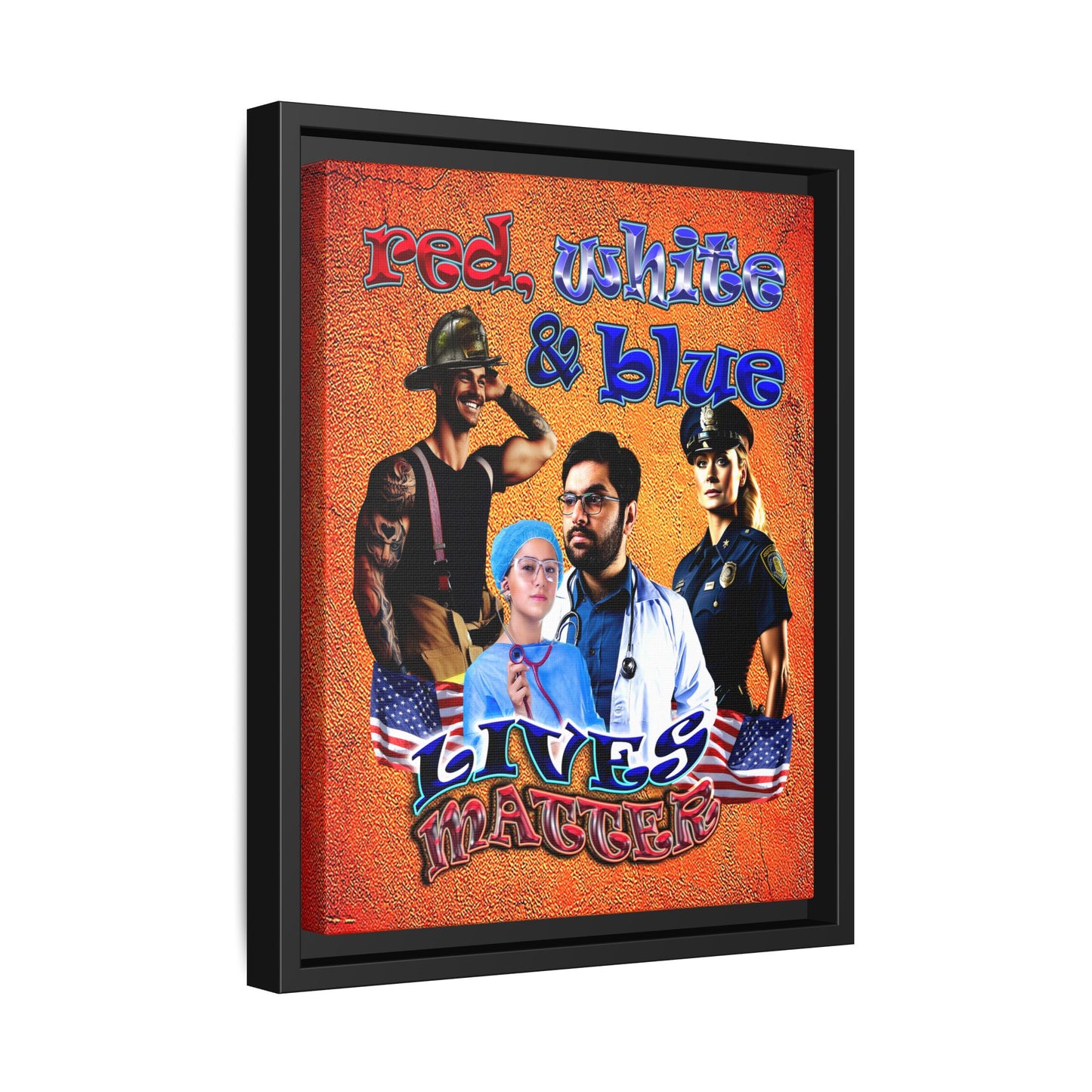 rw&b lives matter - framed canvas art (burnt orange)