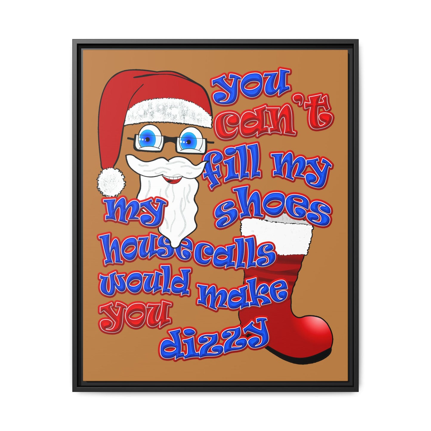 santa's shoes - framed canvas art (light brown)