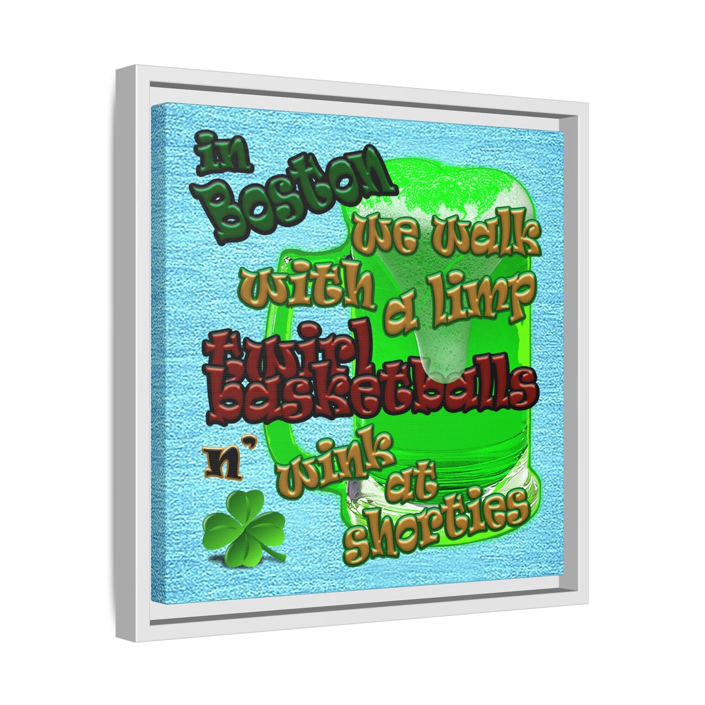 celtics logo - framed canvas art (faded blue)