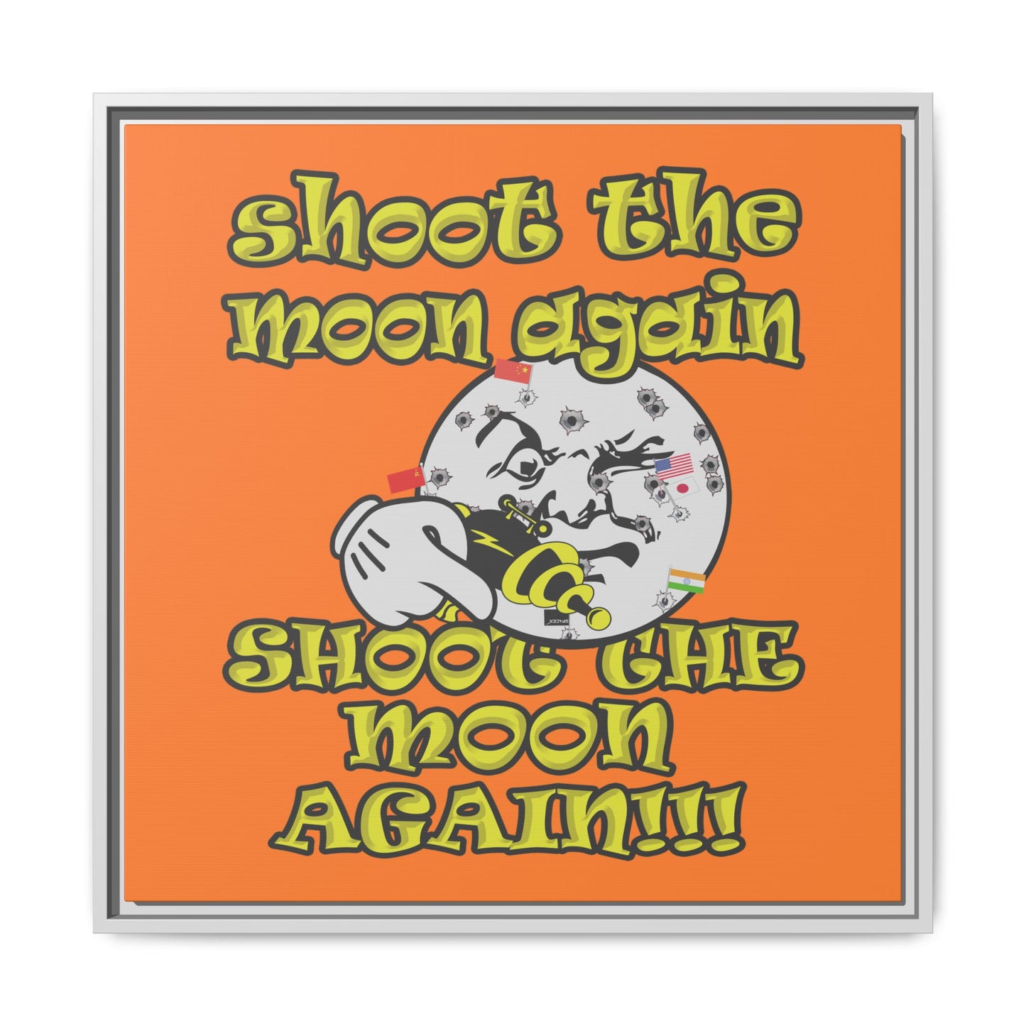 shoot the moon again - framed canvas art (crusta)