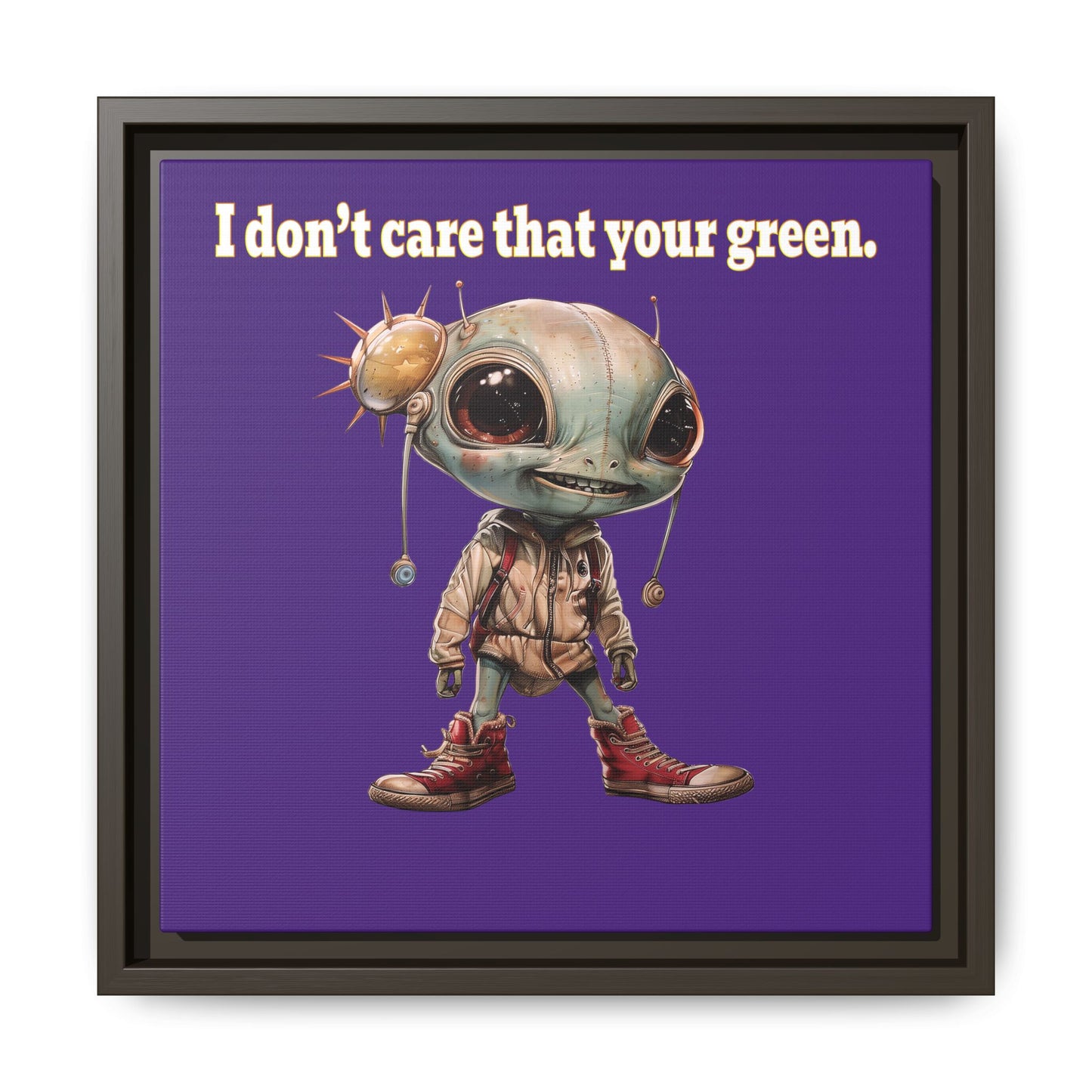 I don't care that your green - framed canvas art (purple)