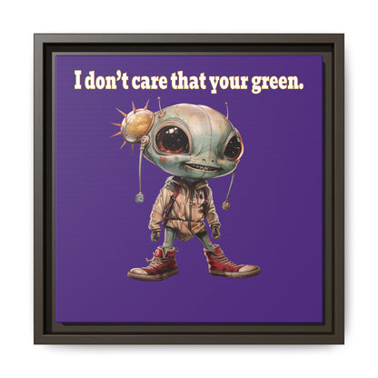 I don't care that your green - framed canvas art (purple)