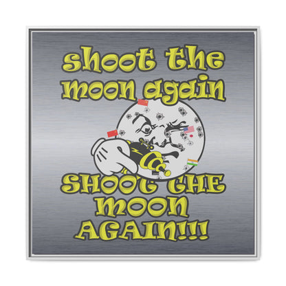 shoot the moon again - framed canvas art (brushed nickel)