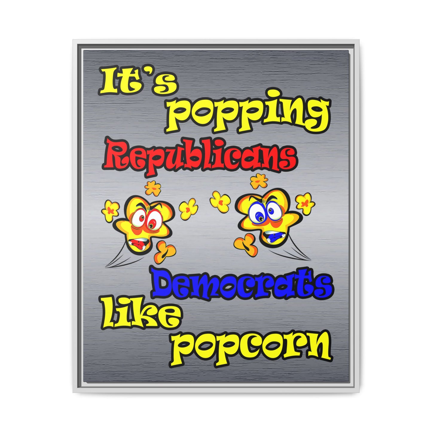 popping like popcorn - framed canvas art (brushed nickel)