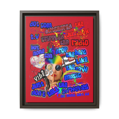 drop the beat - framed canvas art (dark red)
