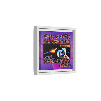 defy conquer reach - framed canvas art (purple-pink wave)