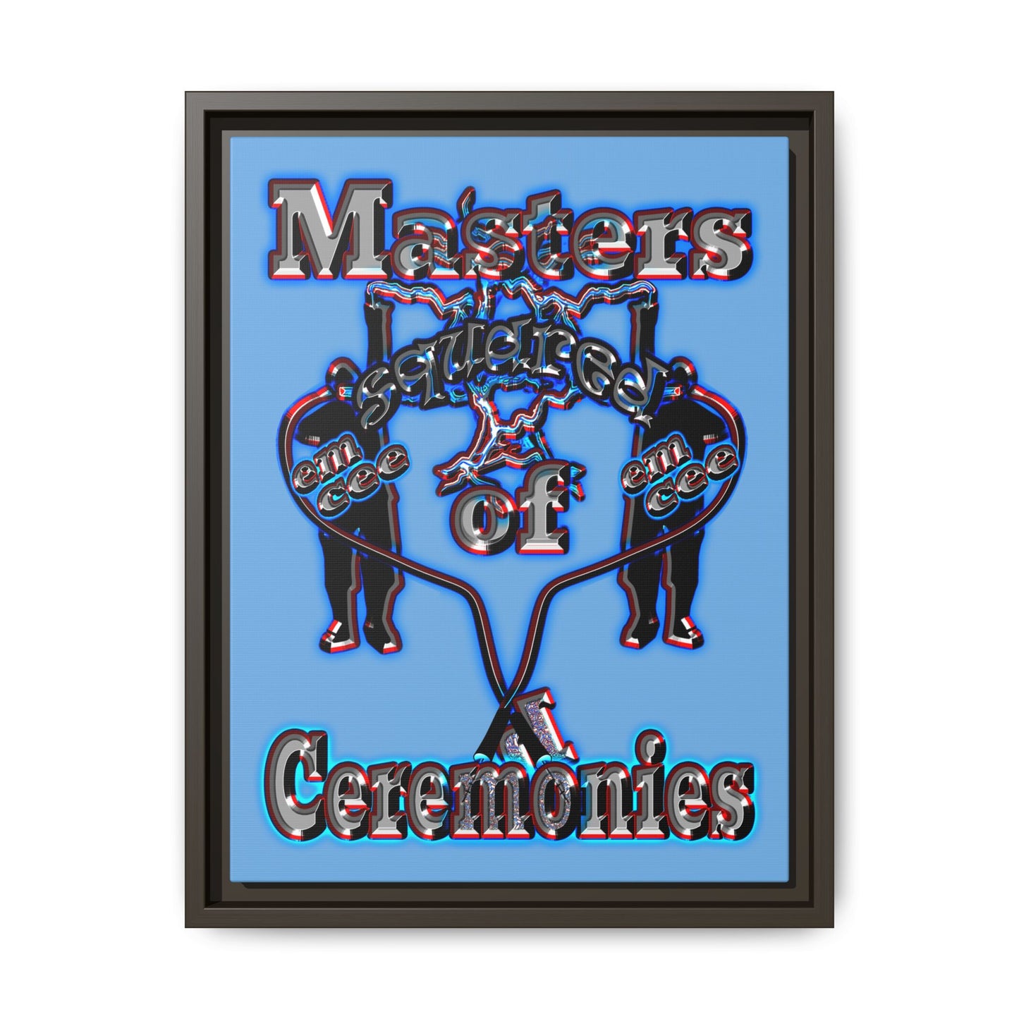 em cee squared - framed canvas art (light blue)
