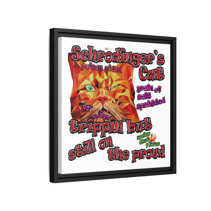 schrodinger's cat - framed canvas art (white)