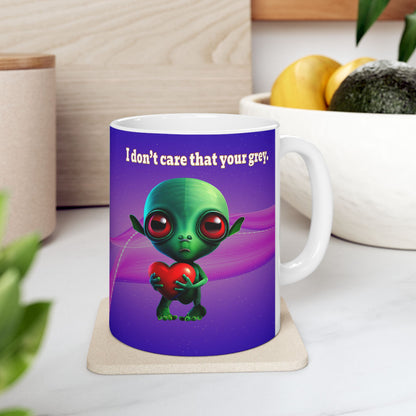 I don't care that your grey - White Mug (purple-pink wave)