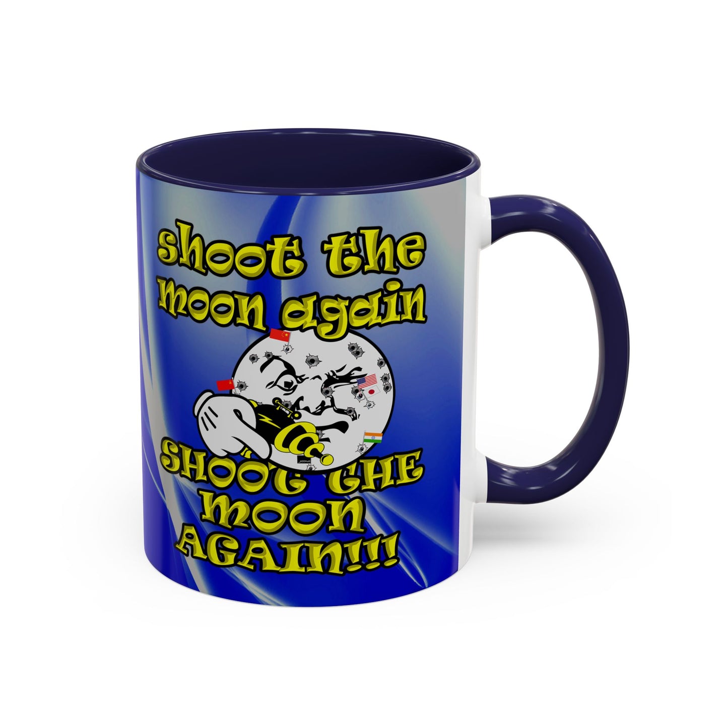 shoot the moon again - Accent Mug (blue-white wave)