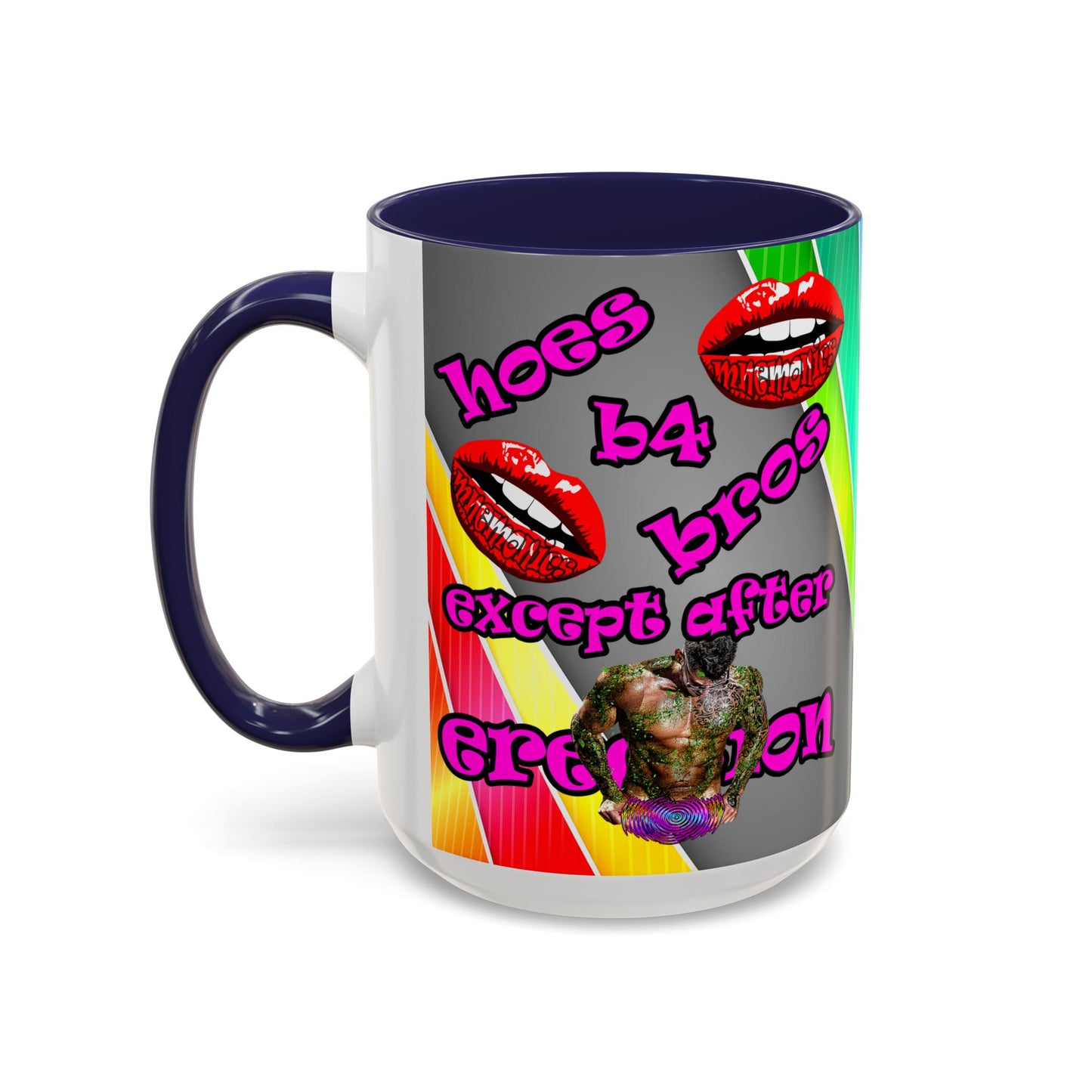 hoes b4 bros - Accent Mug (rainbow split)
