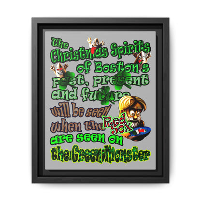 christmas spirits of boston - framed canvas art (light grey)