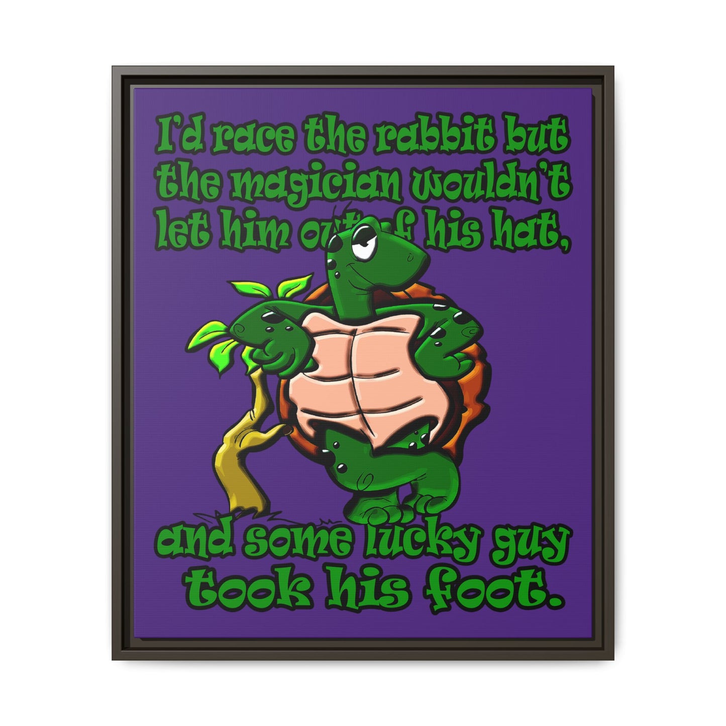 turtle race - framed canvas art (purple)