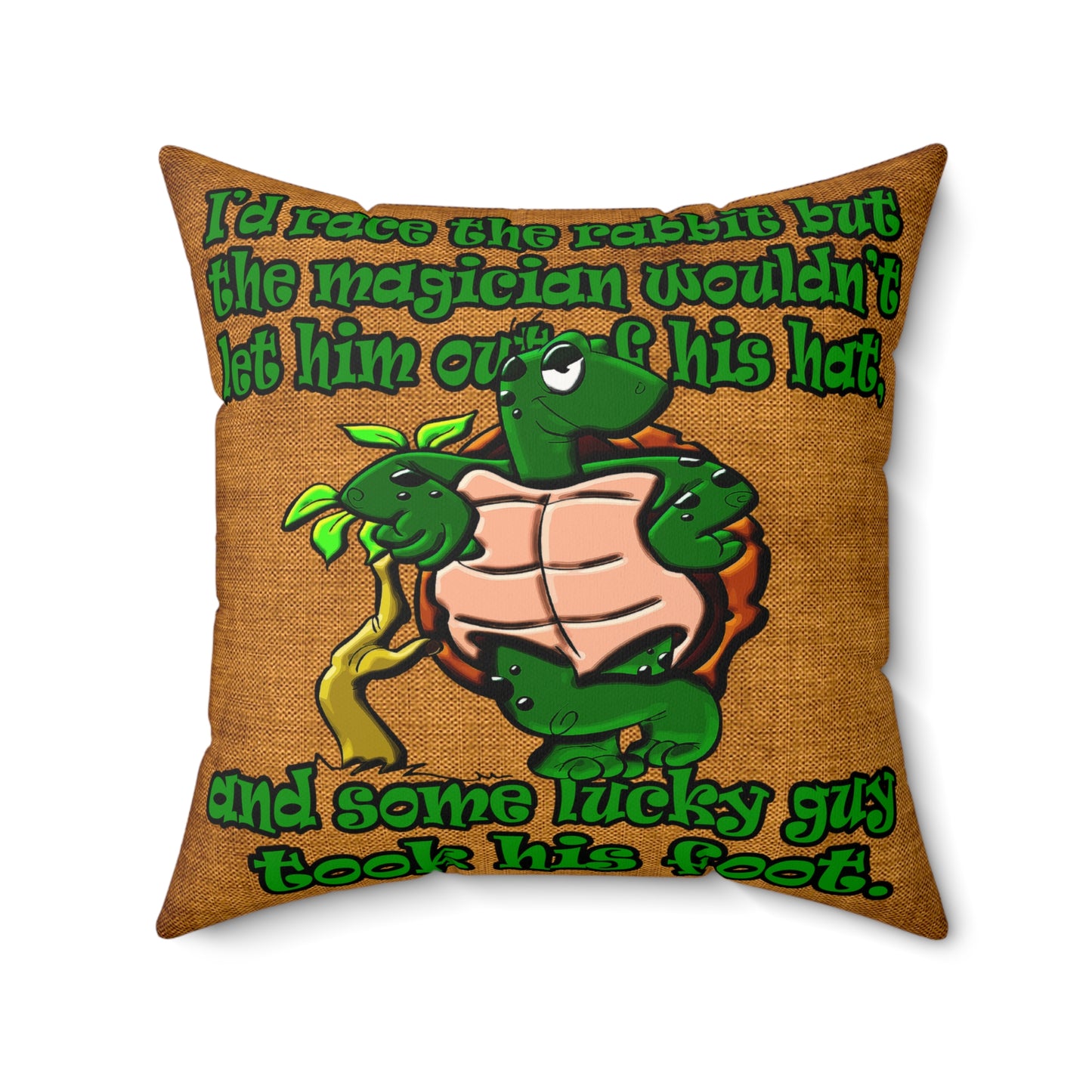 turtle race - Faux Suede Square Pillow - (dichromatic brown papyrus)