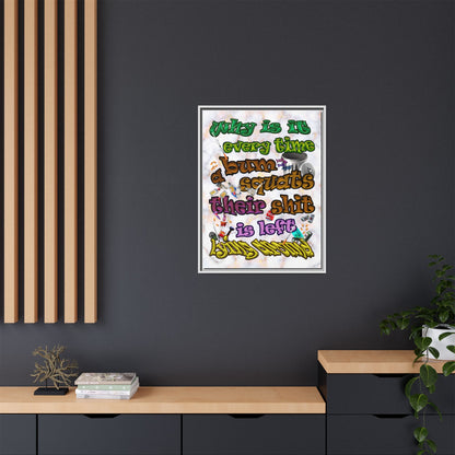 the bum's shit - framed canvas art (white marble)