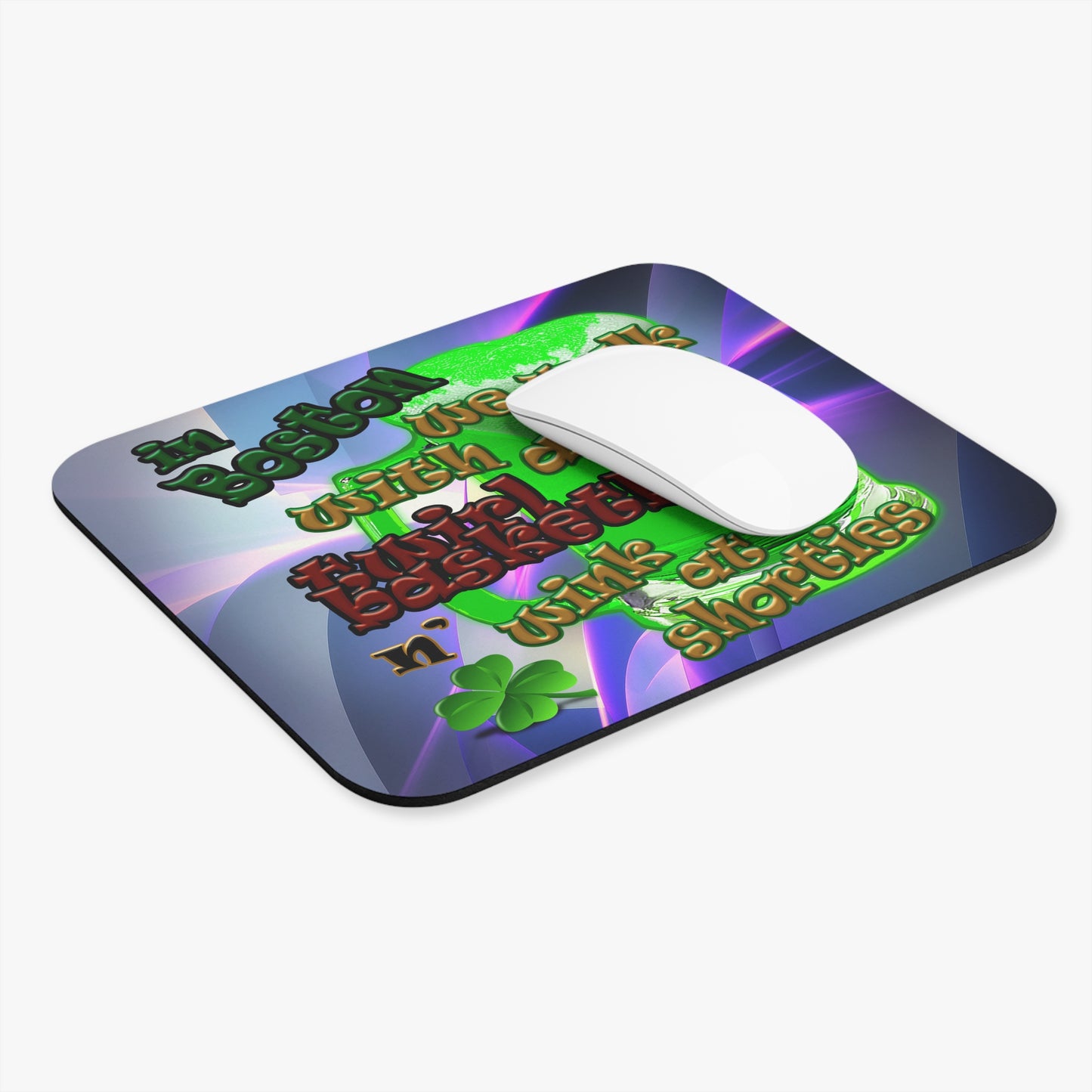 celtics logo - Mouse Pad (Rectangle) (grey-pink wave)