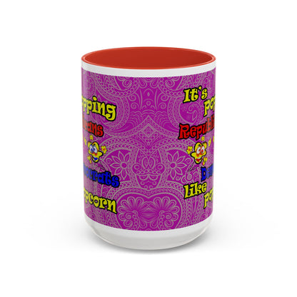 popping like popcorn - Accent Mug (pink swirl)