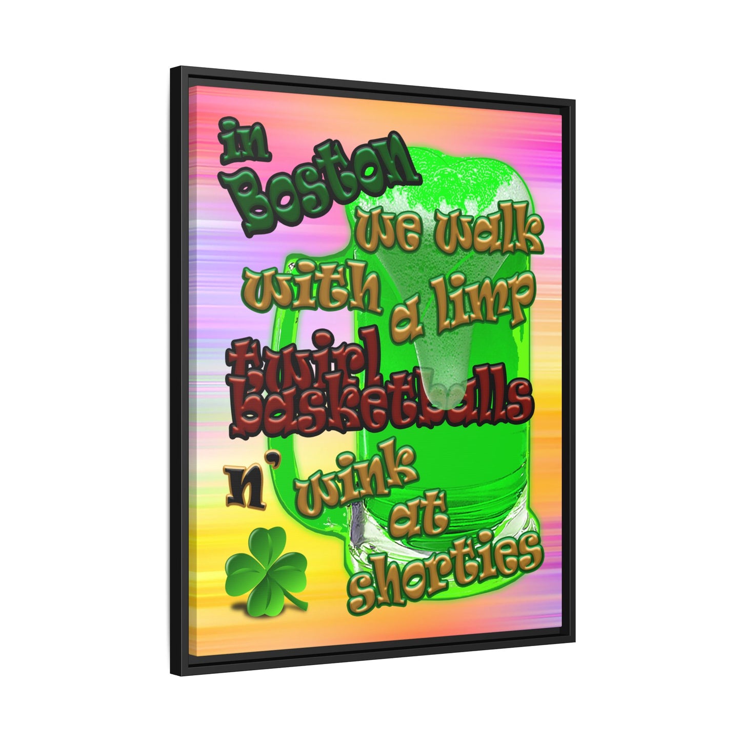 celtics logo - framed canvas art (color blur)