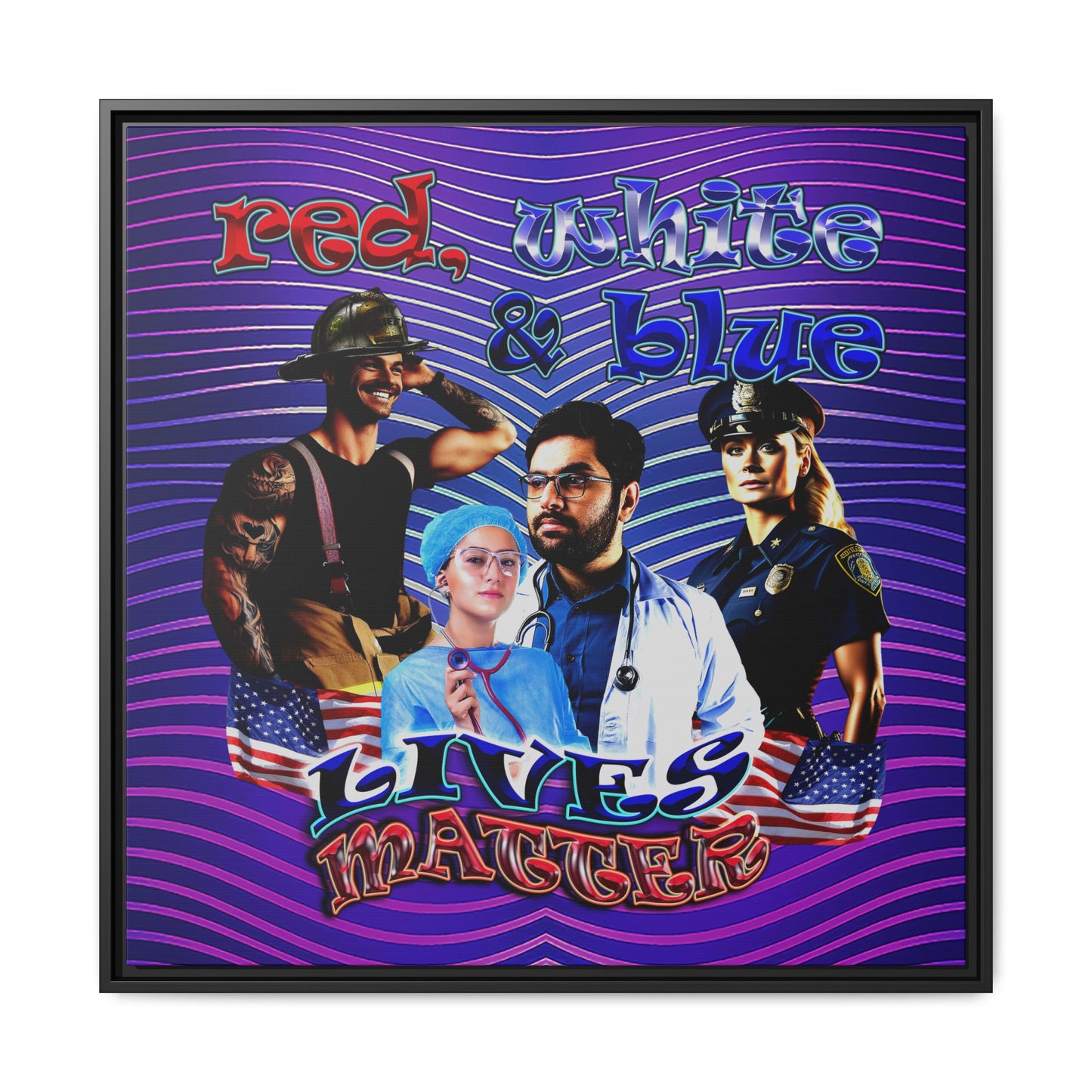 rw&b lives matter - framed canvas art (purple wave)