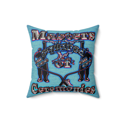 em cee squared - Faux Suede Square Pillow - (faded dark blue)