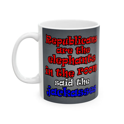 donkeys and elephants - White Mug (grey-light grey)
