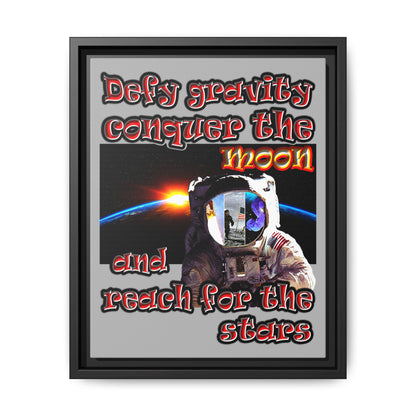 defy conquer reach - framed canvas art (light grey)
