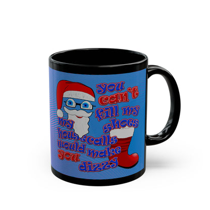 santa's shoes - Black Mug (light blue-purple wave)