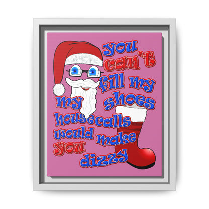 santa's shoes - framed canvas art (light pink)