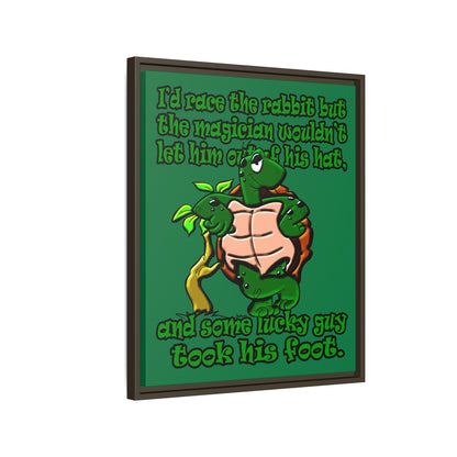 turtle race - framed canvas art (dark green)